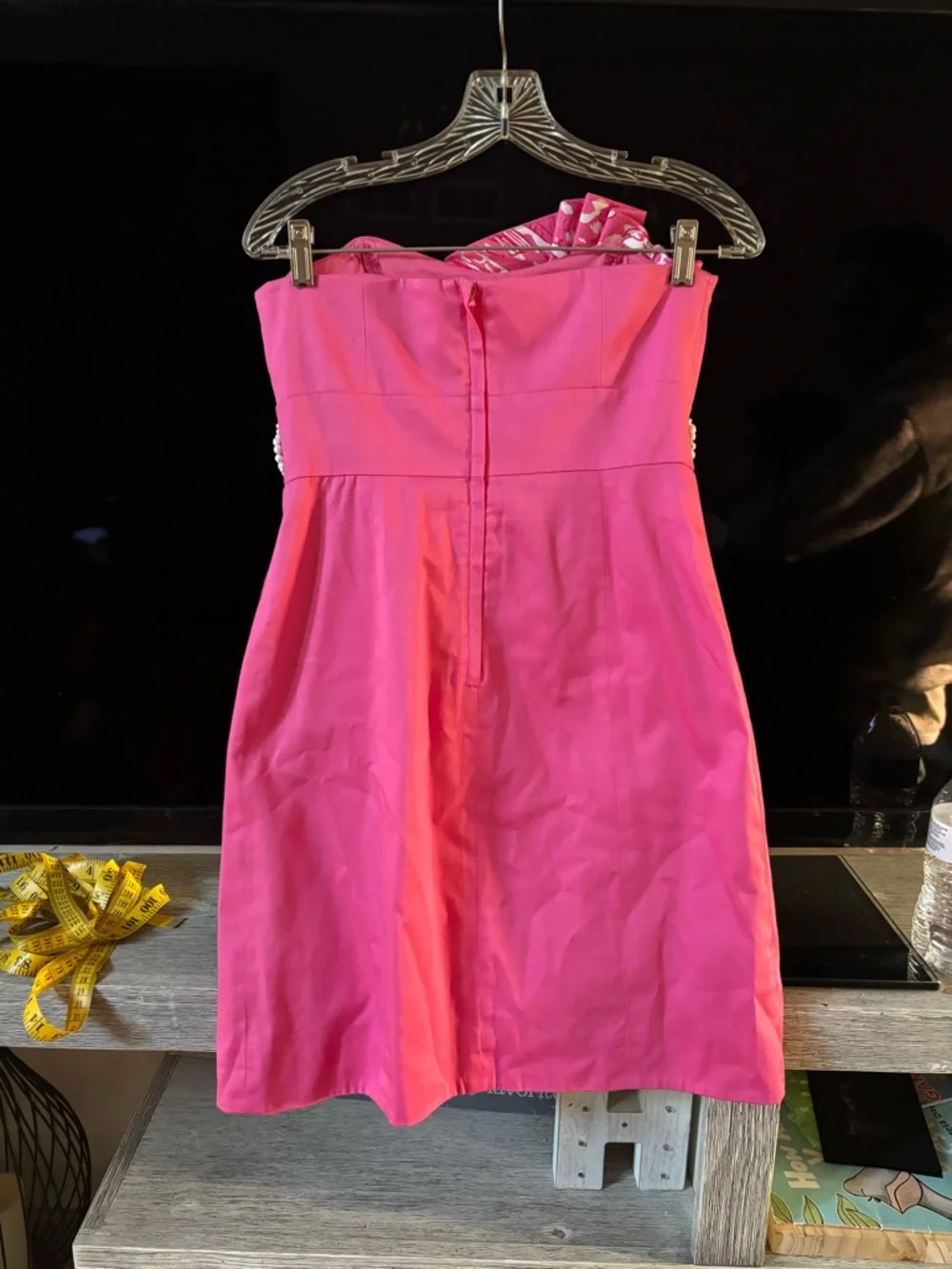 Lilly Pulitzer Pink Strapless Pearl-Embellished Faux-Wrap Dress - Picture 2 of 12